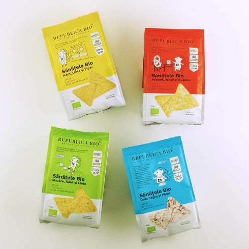 SANATELE BIO Porumb, Rosii si Busuioc, ecologic, fara gluten, 40g